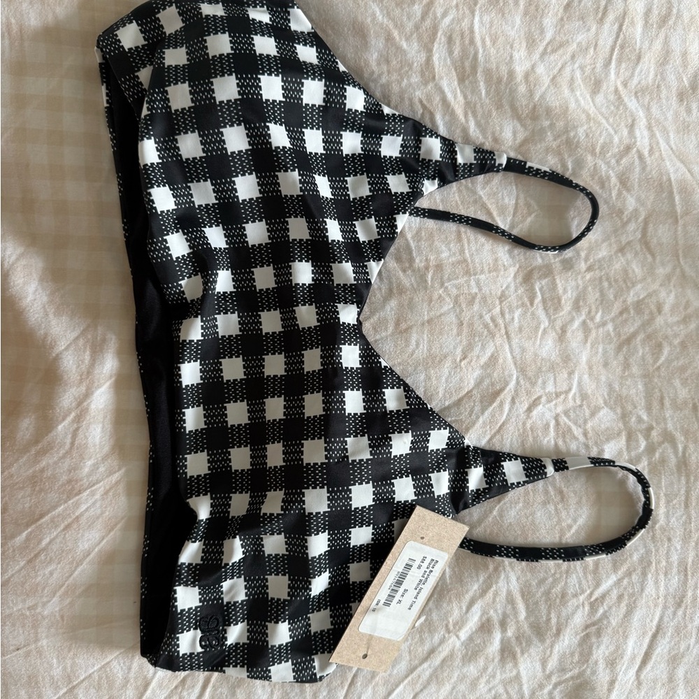 Albion Fit Checkered Black and White Women's Bralette Swim Top